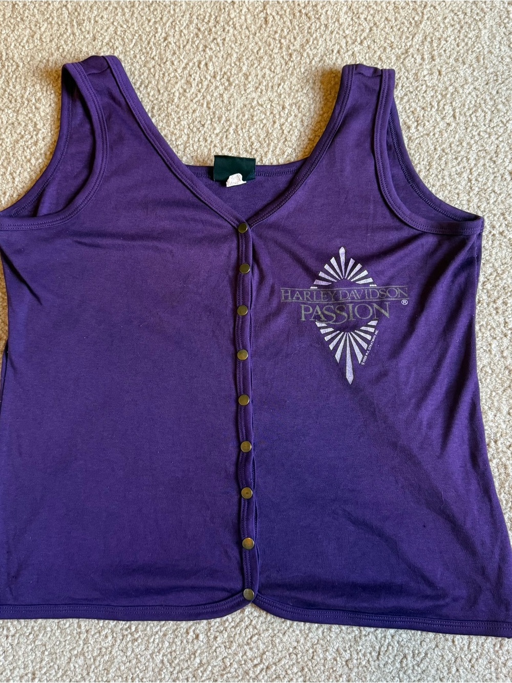 1988 RARE Harley-Davidson Purple Button-Snap Front Tank Top
